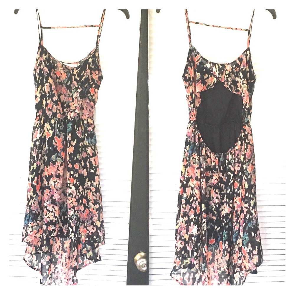 LUSH high low open back print dress